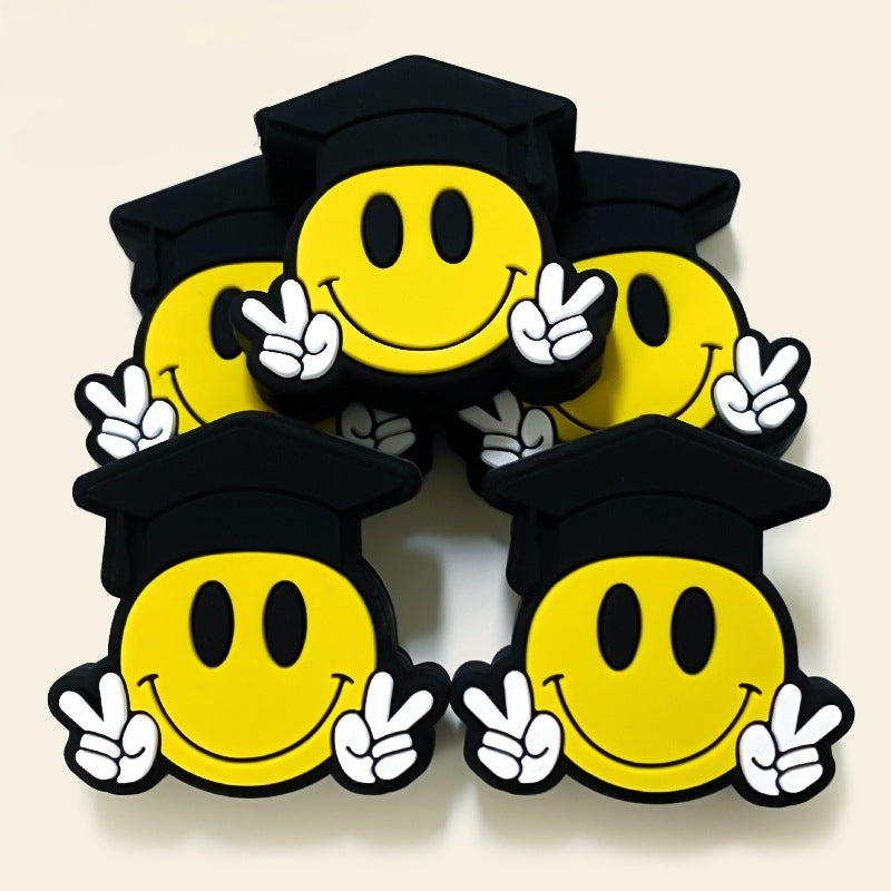 Silicone Focal Beads Smiling Doctor Hat Peace Sign Hands 20pcs