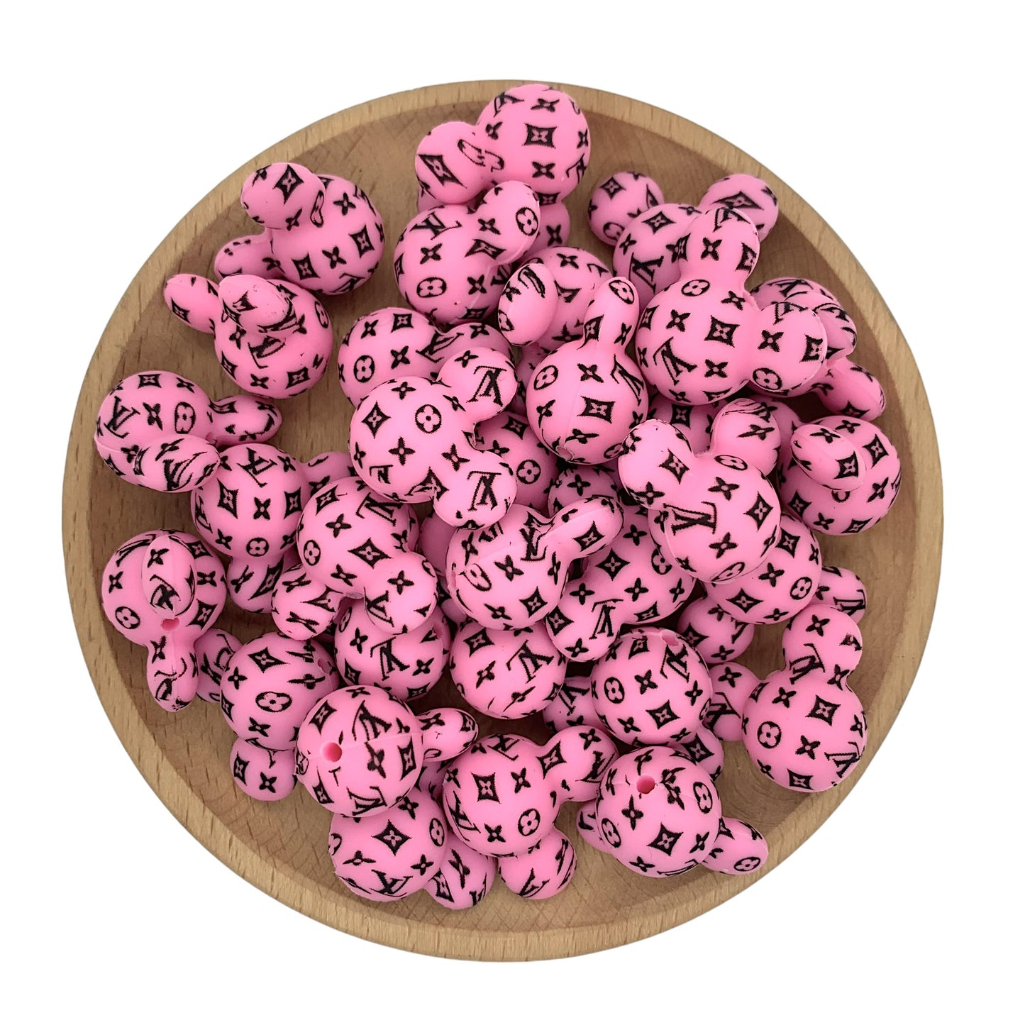 Silicone Focal Beads Mickey Head LV Pattern Printed 20pcs 10