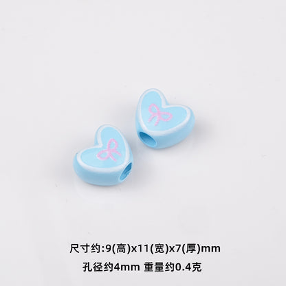 Bowknot Outline Heart Acrylic Beads 11mm 40pcs 10