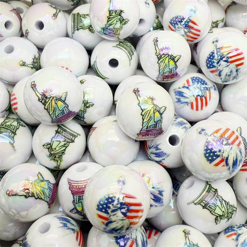 Statue of Liberty 16mm Acrylic Round Beads 50pcs 5