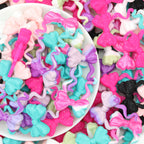 Glitter Bow Silicone Focal Beads Wholesale, Tie Dye Ribbon Tails Pastel, 28x36mm