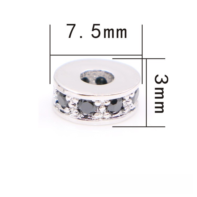 Copper Round Spacer Beads 8mm Inlaid Zircon 10pcs 2