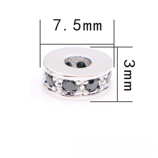 Copper Round Spacer Beads 8mm Inlaid Zircon 10pcs 2