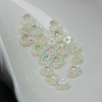 Plating Three Petal Flower Acrylic Beads 6mm Imitation Pearl 100pcs