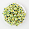 15mm Color Printed Round Silicone Beads 50pcs - Peacock Fan