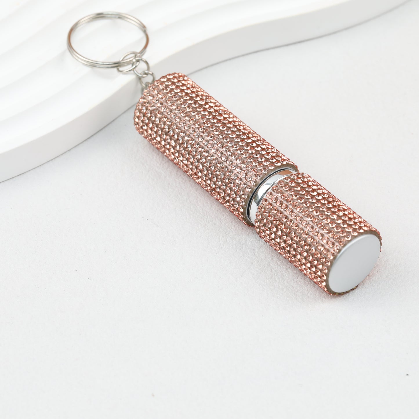 Rhinestone Perfume Spray Bottle Keychain Zinc Alloy 5ml Pink