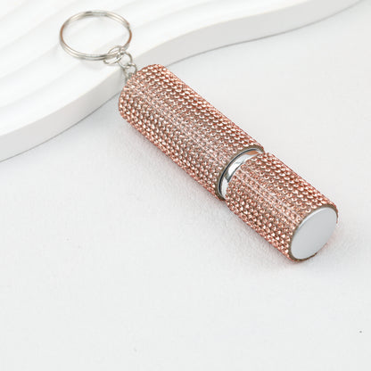 Rhinestone Perfume Spray Bottle Keychain Zinc Alloy 5ml Pink
