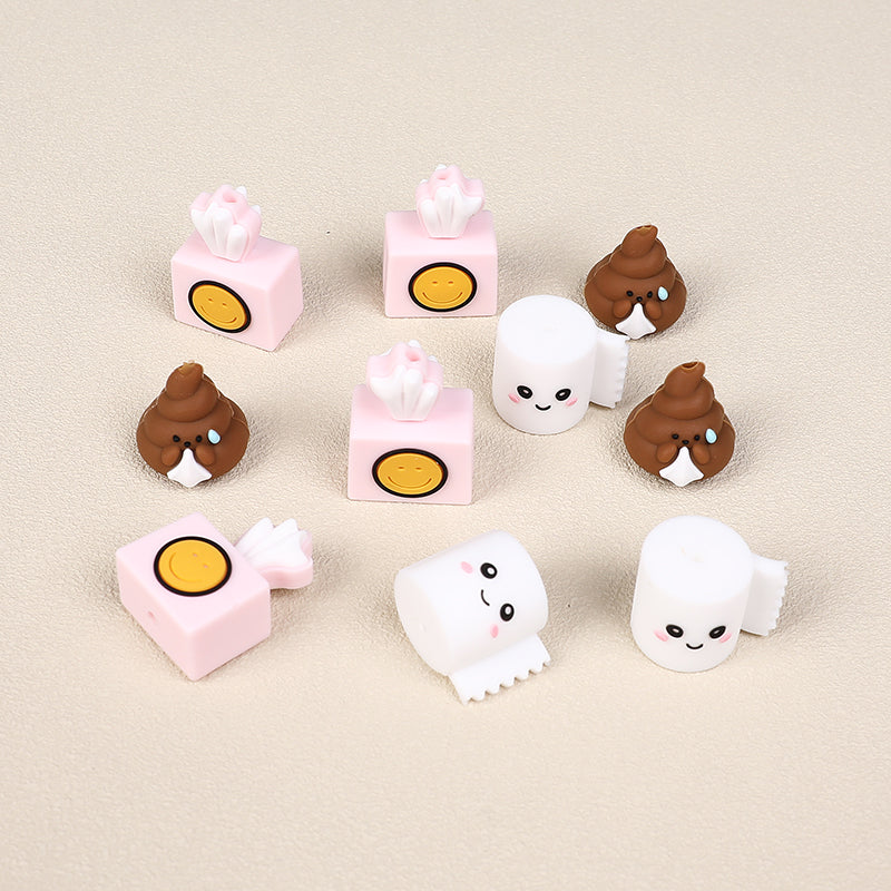 Silicone 3D Focal Beads Tissue Poop Smiling Face Detail 4