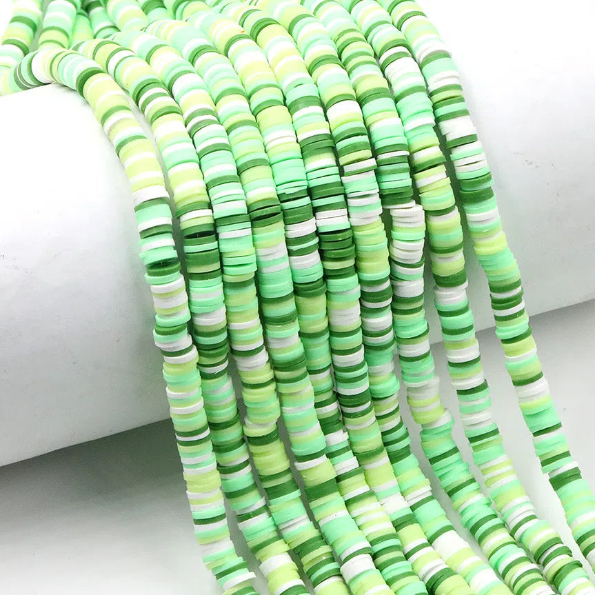 Flat Clay Beads 6mm Colorful Matte Polymer Spacer 10 Strands 44