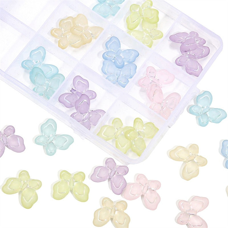 Transparent Frosted Butterfly Acrylic Beads 21x18mm Pastel Colors 20pcs 5
