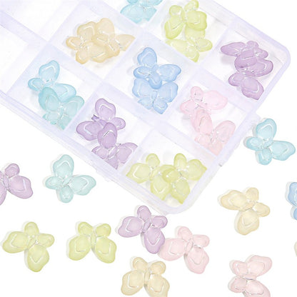 Transparent Frosted Butterfly Acrylic Beads 21x18mm Pastel Colors 20pcs 5