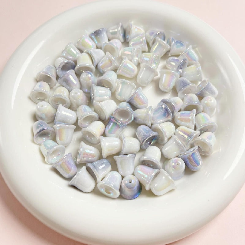 Double Colored Bell Orchid Acrylic Beads 11mm Iridescent 10pcs 10