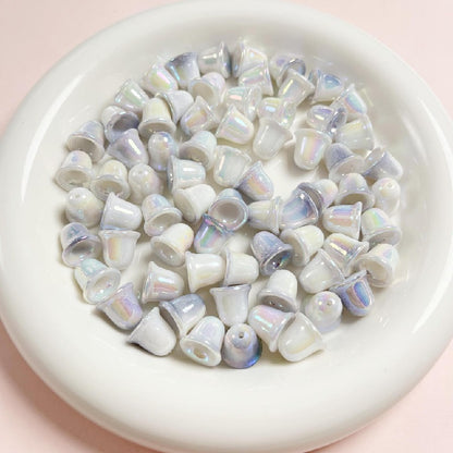 Double Colored Bell Orchid Acrylic Beads 11mm Iridescent 10pcs 10