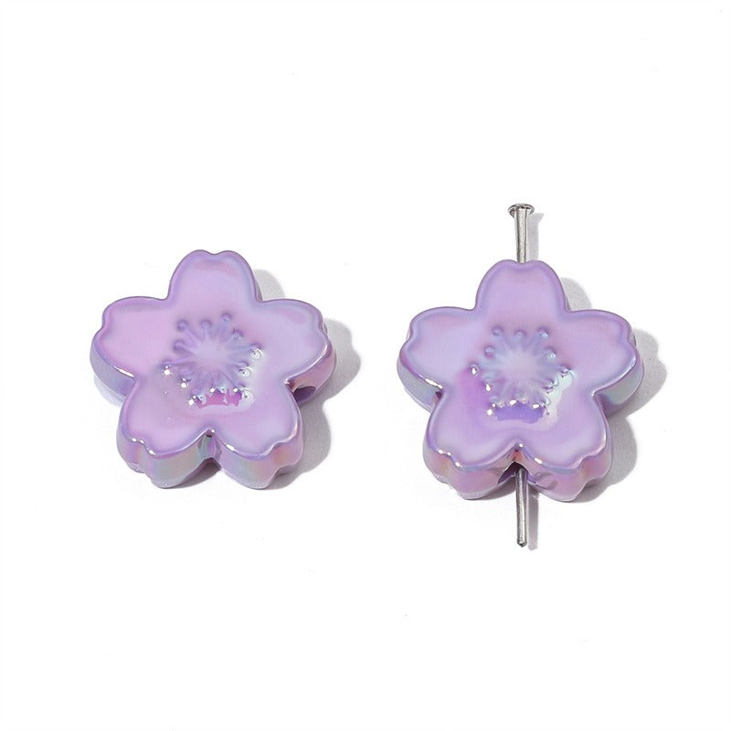 Ombre Sakura Flower Acrylic Beads 20mm Assorted Colors 4pcs 7
