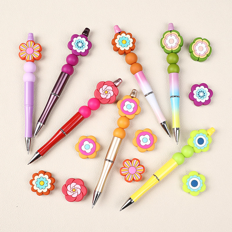 Silicone Focal Beads Bohemian Seven Flowers Layered Petal Design 20pcs 6