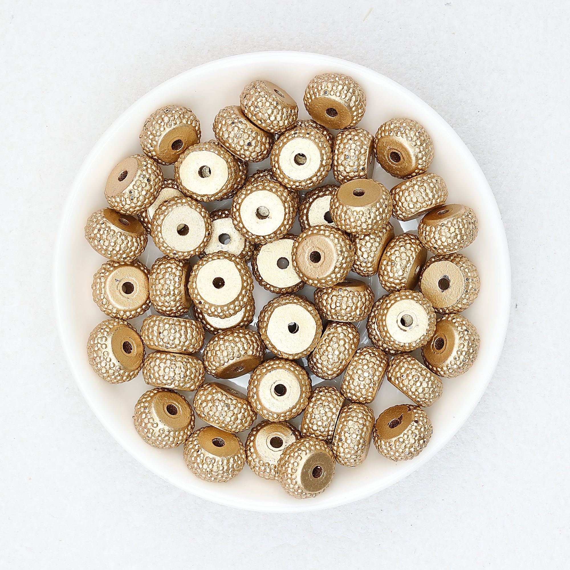 Metallic Sugar Textured Resin Round Spacer Beads 12mm 50pcs - Gold