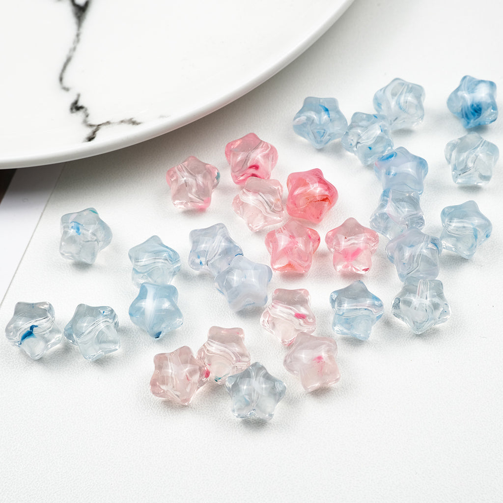 Vintage Transparent Star Acrylic Beads 12mm Imitation Agate 100pcs 2