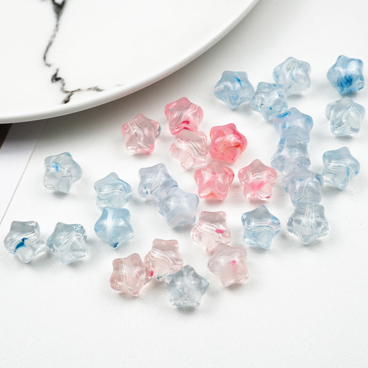 Vintage Transparent Star Acrylic Beads 12mm Imitation Agate 100pcs 2