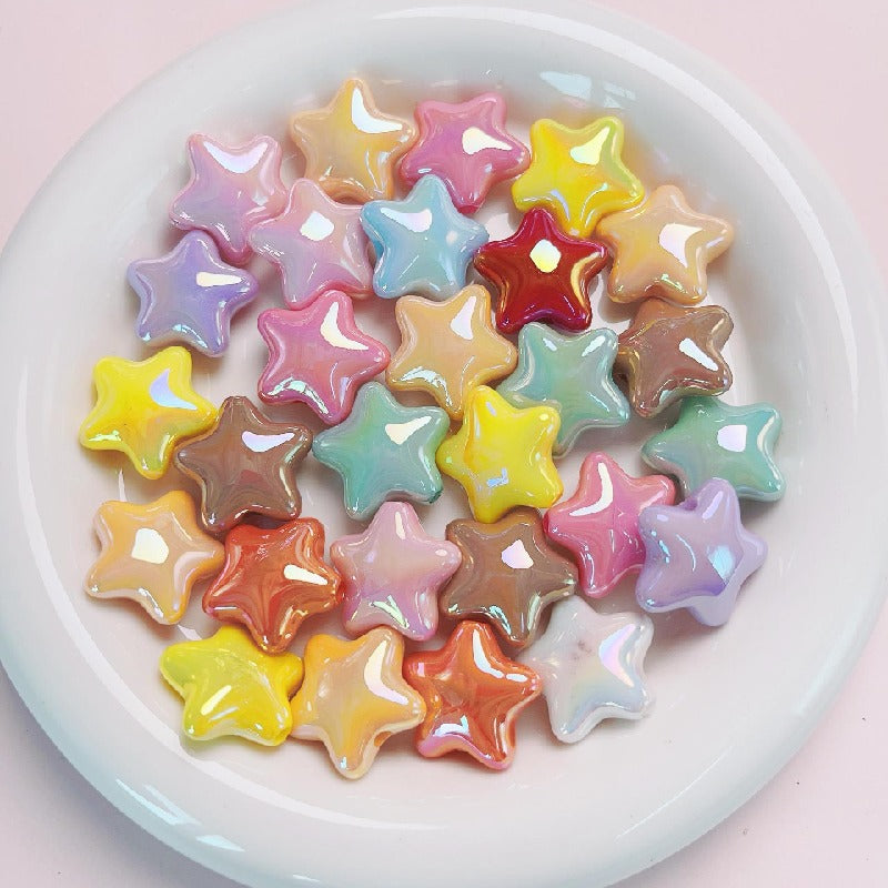 Opaque Star Acrylic Beads 22mm Glossy Colorful 10pcs 3