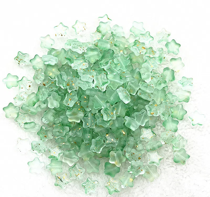 Pentagonal Star Glass Beads 8mm Transparent Pastel Colors 30pcs 25