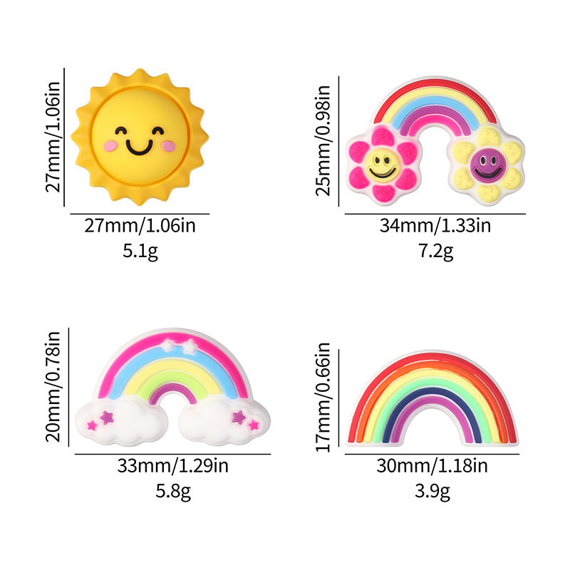 Silicone 3D Focal Beads Smiling Sun Rainbow Flowers Holding Flower Charm 20Pcs 9