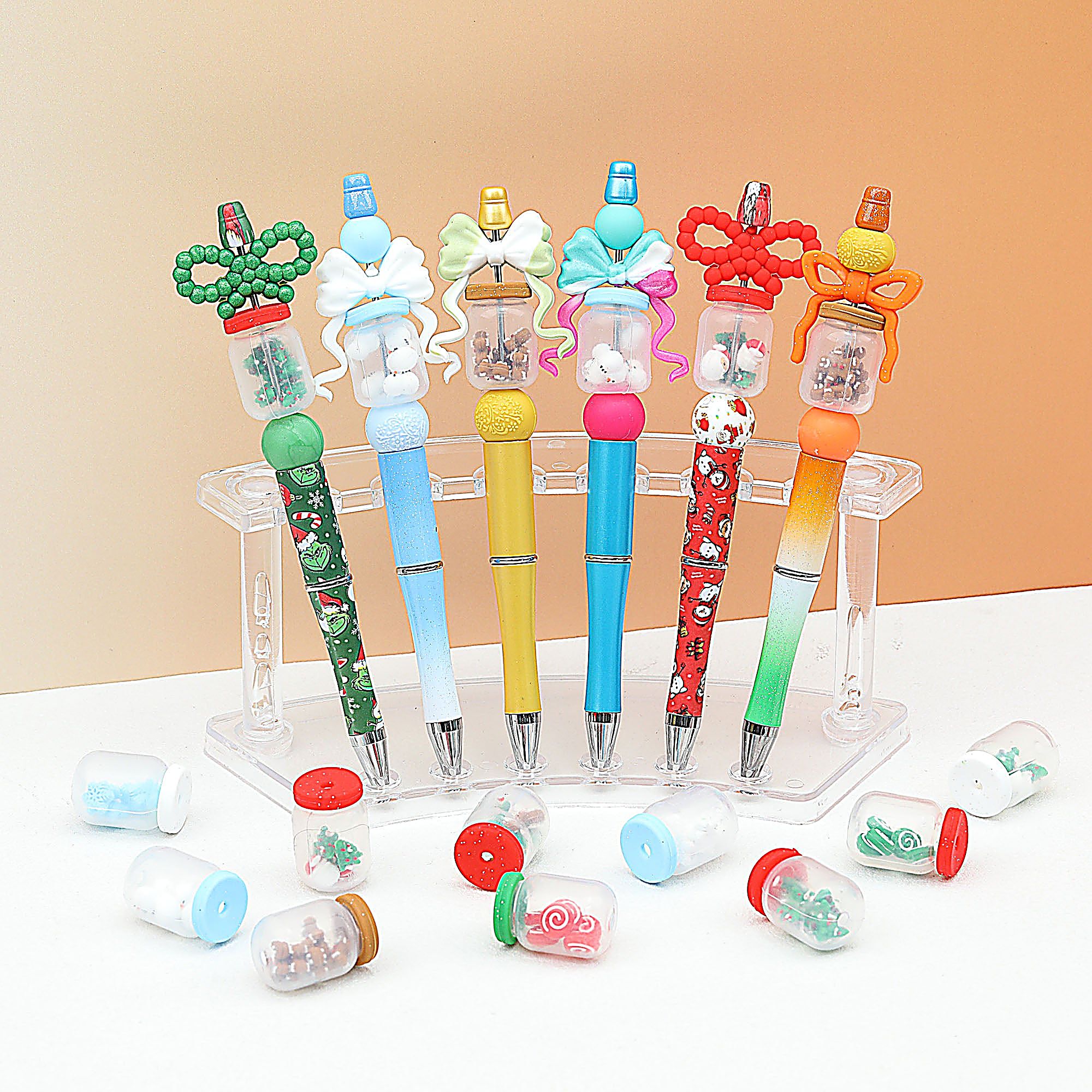 3D Christmas Glitter Bottle Silicone Focal Beads 20pcs