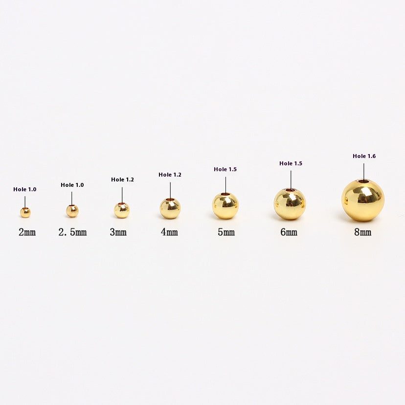 Brass Round Metal Beads 2-8mm Glossy Plating 100pcs 3