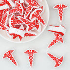 3D Medical Symbol Silicone Focal Beads White Red Design 20pcs