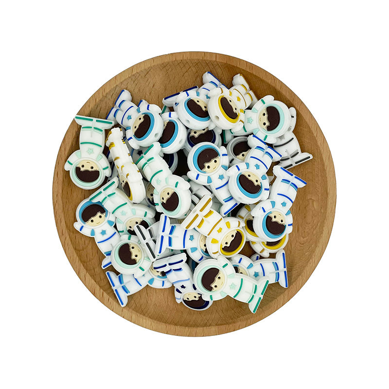 Silicone Focal Beads Astronaut Star Emblem Center 20pcs 2