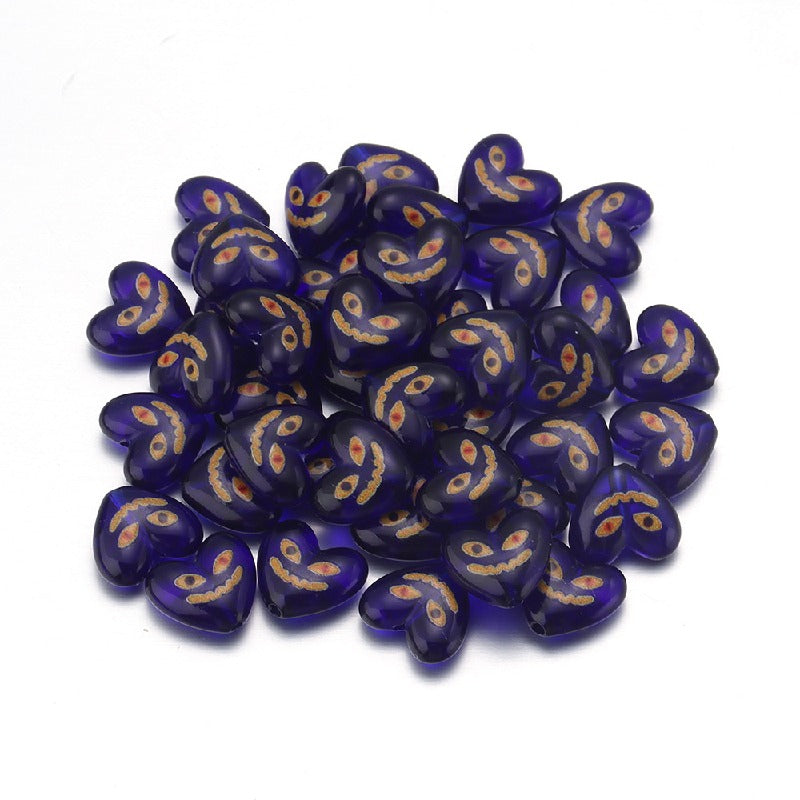 Acrylic Heart Beads 15x12mm Demon Smiling Face Glossy 20pcs 7