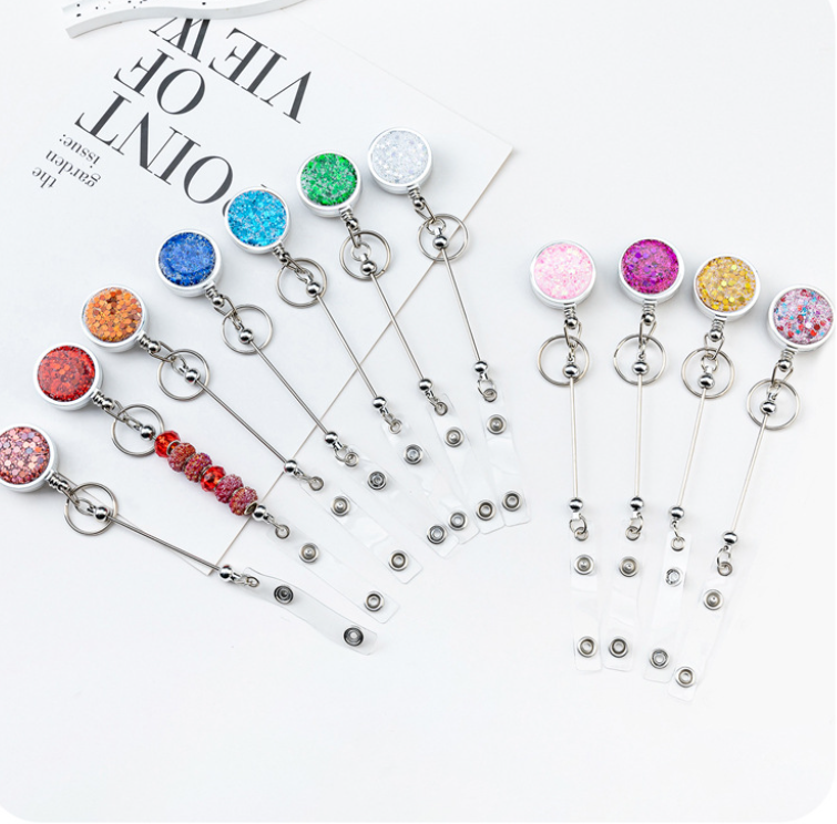 Beadable Badge Bar Reels With Glitter