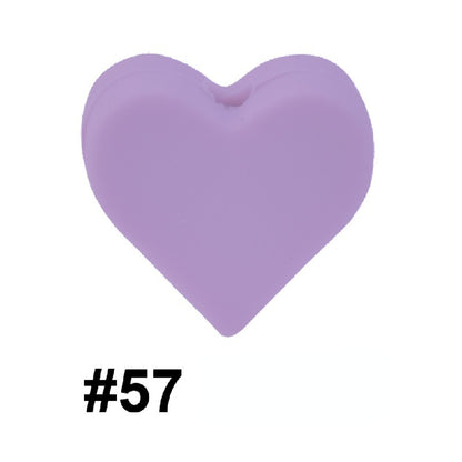 Colorful Pastel Mix Heart 14mm Silicone Beads Solid Color Matte Finish 50pcs 28