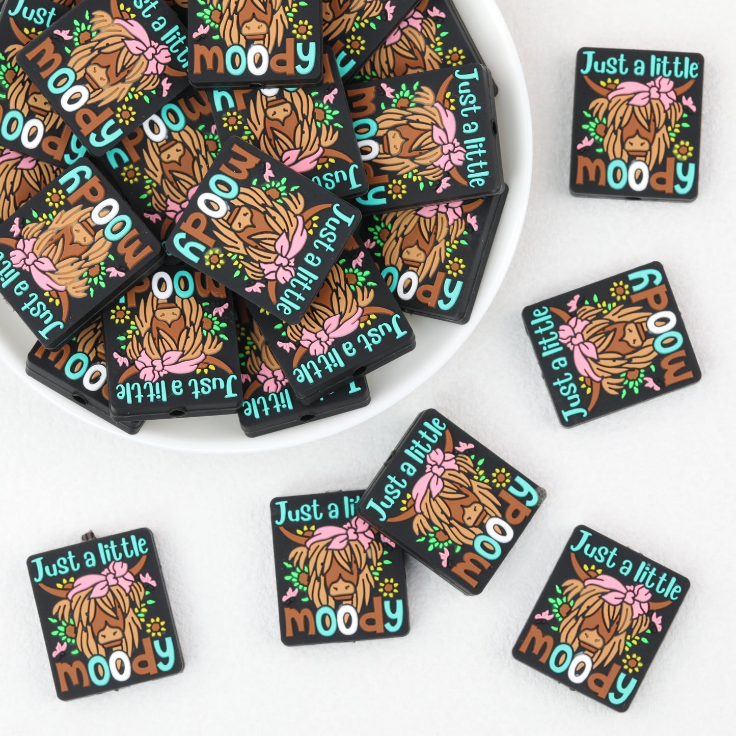 Just A Little Moody Square Silicone Focal Beads 20pcs
