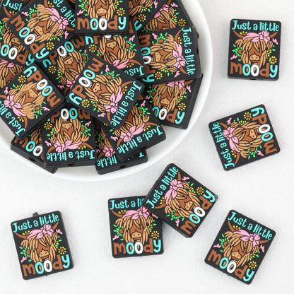 Just A Little Moody Square Silicone Focal Beads 20pcs
