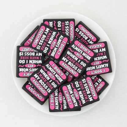 Pink Silicone Focal Beads 'I Don't Always Work But' Quote 20pcs 2