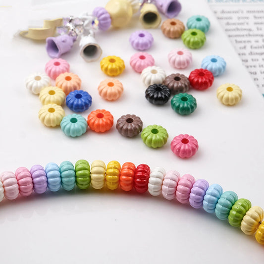Acrylic Pumpkin Spacer Beads 8mm Striped 50pcs