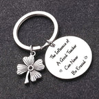 Stainless Steel Four Leaf Clover Keychain Teacher Gift Engraved 3