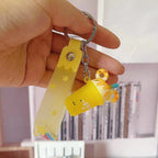 Silicone Ice Cream Cup Cartoon Food Keychain with Donut Ears 3