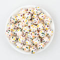 Colorful Pattern 15mm Silicone Round Beads 50pcs - Candy Confetti