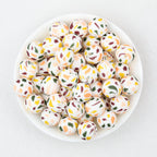 Colorful Pattern 15mm Silicone Round Beads 50pcs - Candy Confetti