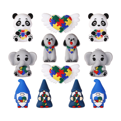 Silicone 3D Focal Beads Autism Pet Love Puzzle Pattern Puppies Panda 10