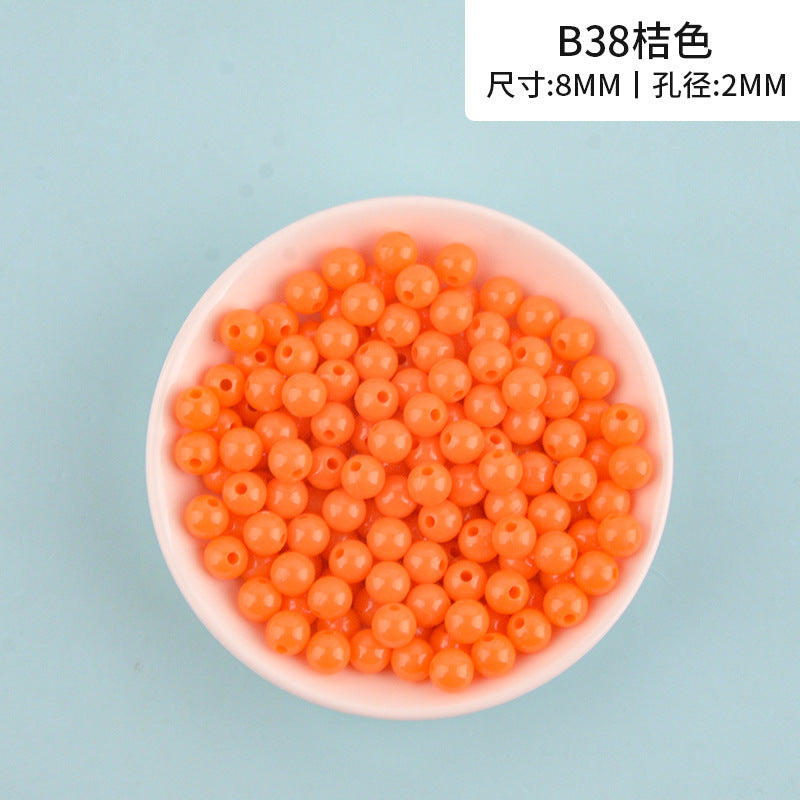 Solid Color Round Acrylic Beads 8mm 100g 7