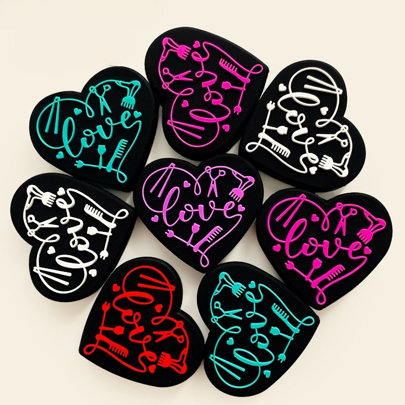Silicone Focal Beads Love Hair Salon Heart Shape with Hairstyling Tools 20pcs