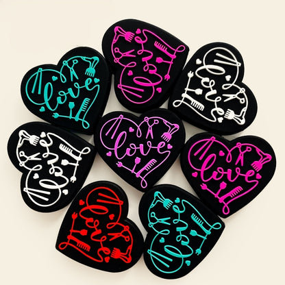 Silicone Focal Beads Love Hair Salon Heart Shape with Hairstyling Tools 20pcs