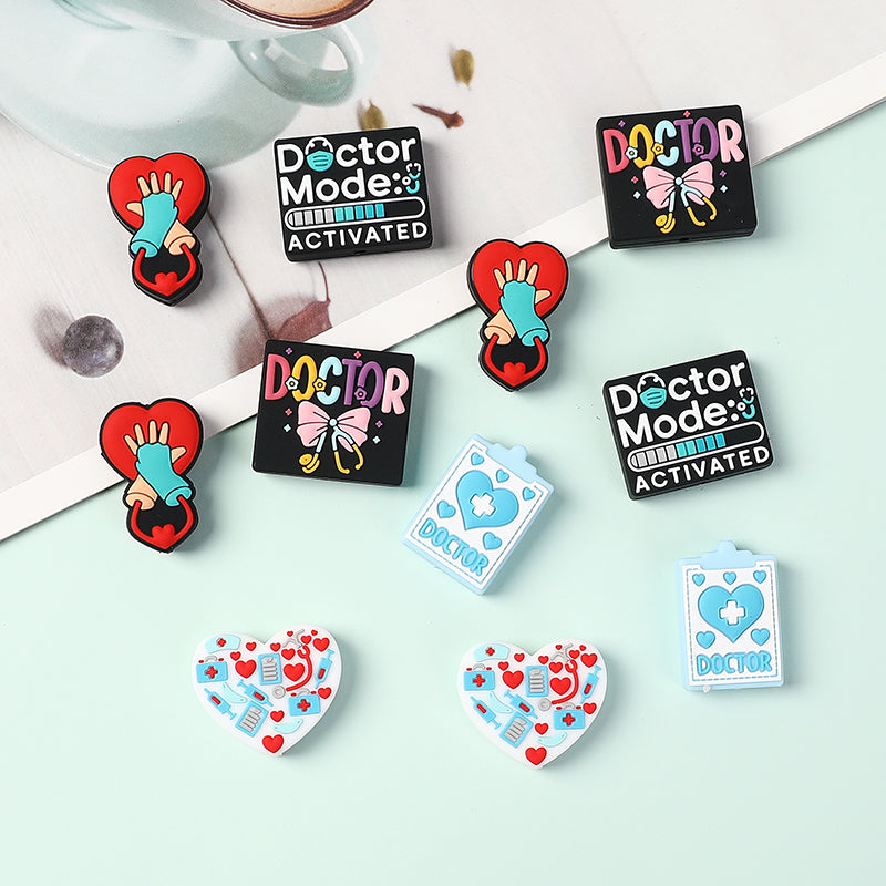 Silicone Focal Beads Doctor Medical Icons Bow Doctor 20pcs 5