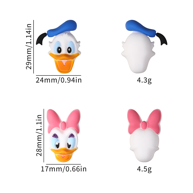 Silicone 3D Focal Beads Disney Donald Duck Daisy Side Profile 20pcs 7