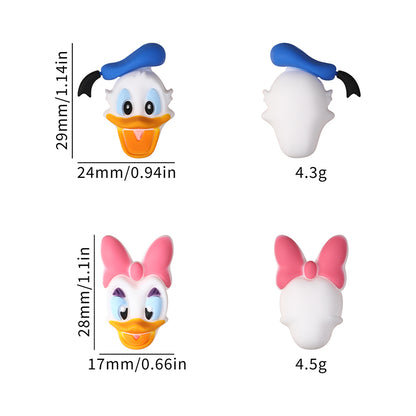 Silicone 3D Focal Beads Disney Donald Duck Daisy Side Profile 20pcs 7