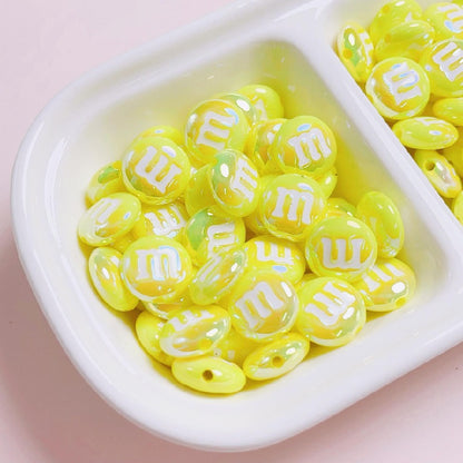 Glossy M Beans Acrylic Beads 14mm Colorful Candy 10pcs 11