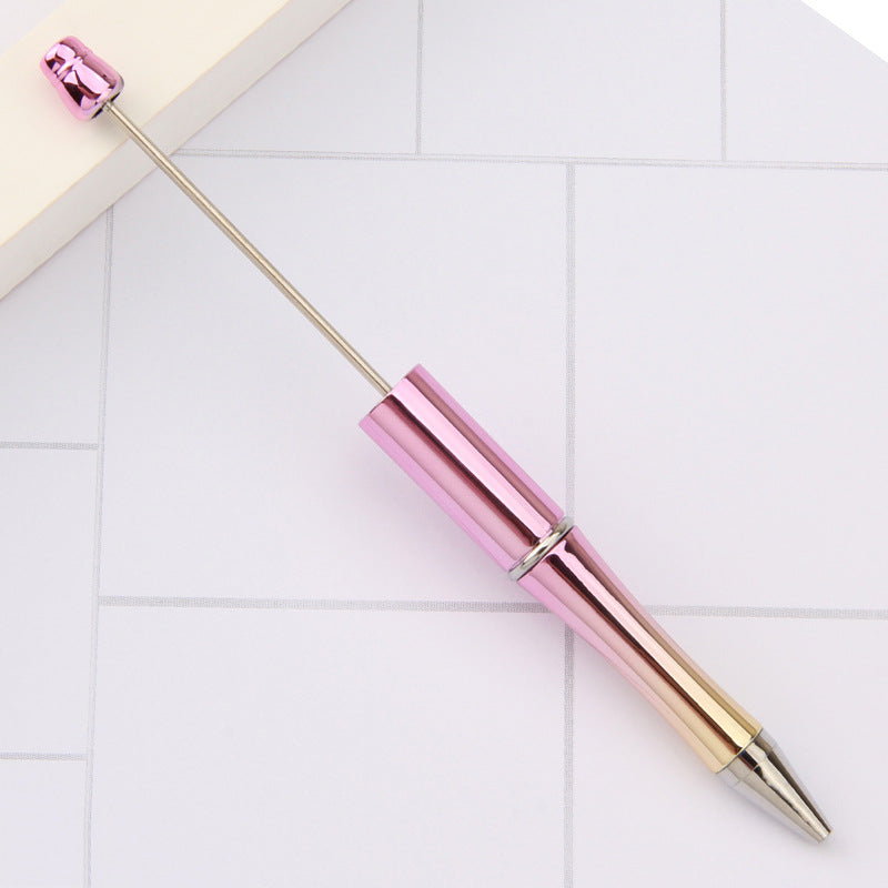 Beadable Plastic Pens Wholesale, UV Electroplated Metallic Gradient Colorful Ballpoint, 11.5mm x 145mm