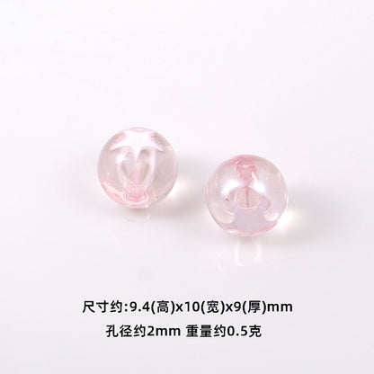 Star Pattern 10mm Acrylic Round Beads Shiny Surface 20pcs 15